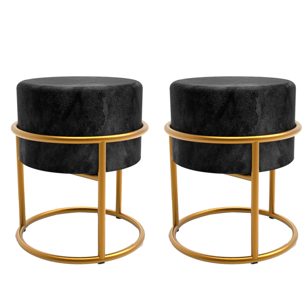Kit Puff Banqueta de ferro para Sala de Estar e Recepção Dourado