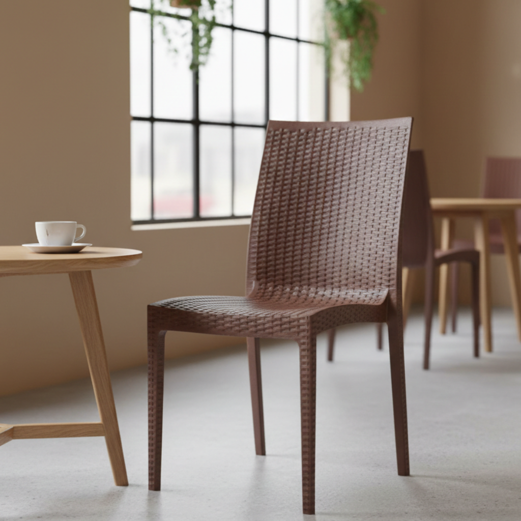 Cadeira Rattan Moderna - Marrom / 1 Und