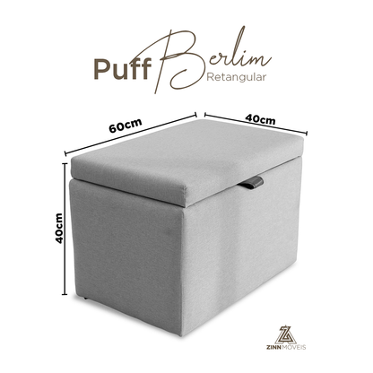 Puff Berlim Moderno com Armazenamento Grande - Cinza