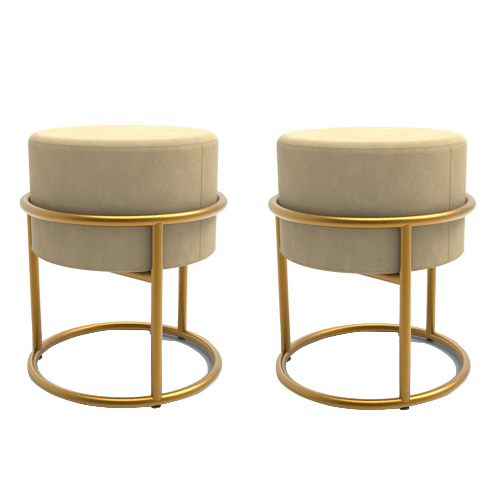 Kit Puff Banqueta de ferro para Sala de Estar e Recepção Dourado