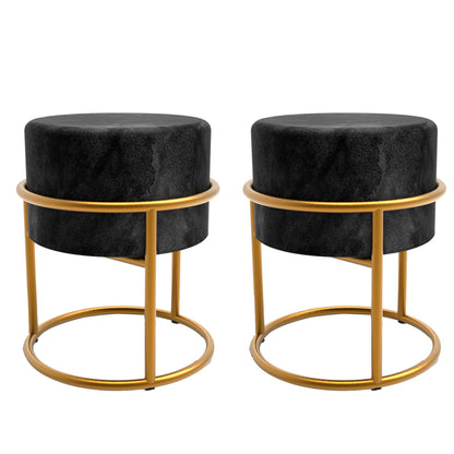 Kit Puff Banqueta de ferro para Sala de Estar e Recepção Dourado