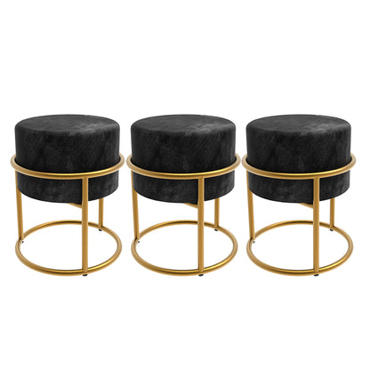 Kit 3 Puff Banqueta de ferro Dourado para Sala e Quarto Modenro