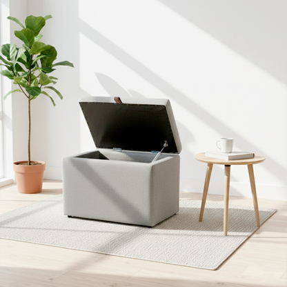 Puff Berlim Moderno com Armazenamento Grande - Cinza