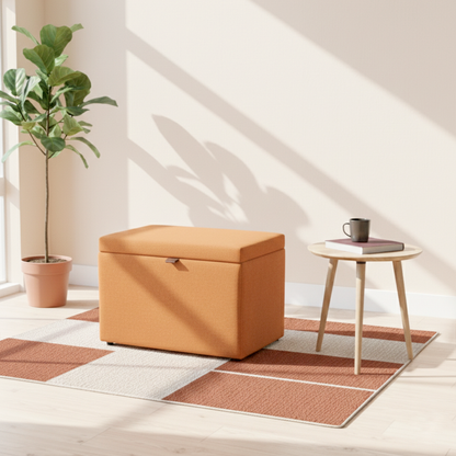 Puff Berlim Moderno com Armazenamento Retangular - TerraCota