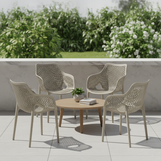 Kit 4 Poltronas Suits Moderna Goumert com Acabamento Premium - Nude