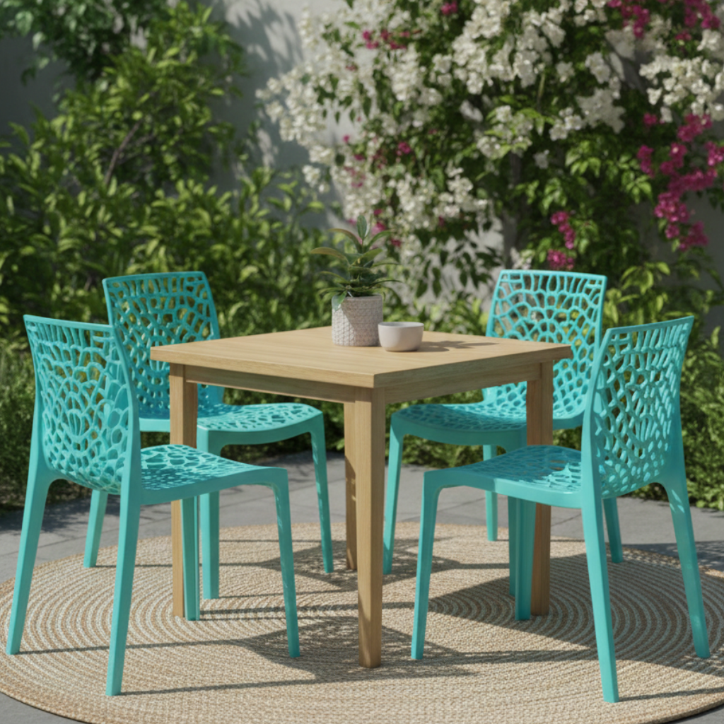 Kit 4 Cadeiras Gruvyer Moderno - Azul Turqueza