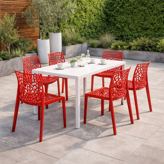 Kit 6 Cadeiras Gruvyer Moderno - Vermelho