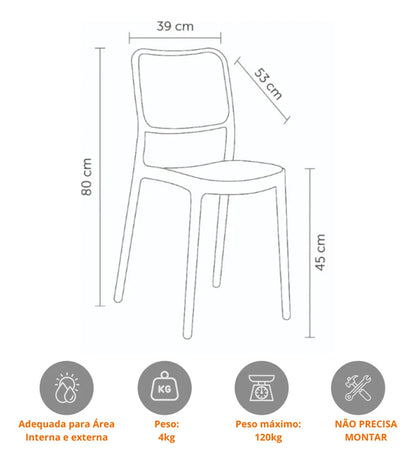 Kit 4 Cadeiras Bali Telinha Sintético para Sala De Jantar Bege