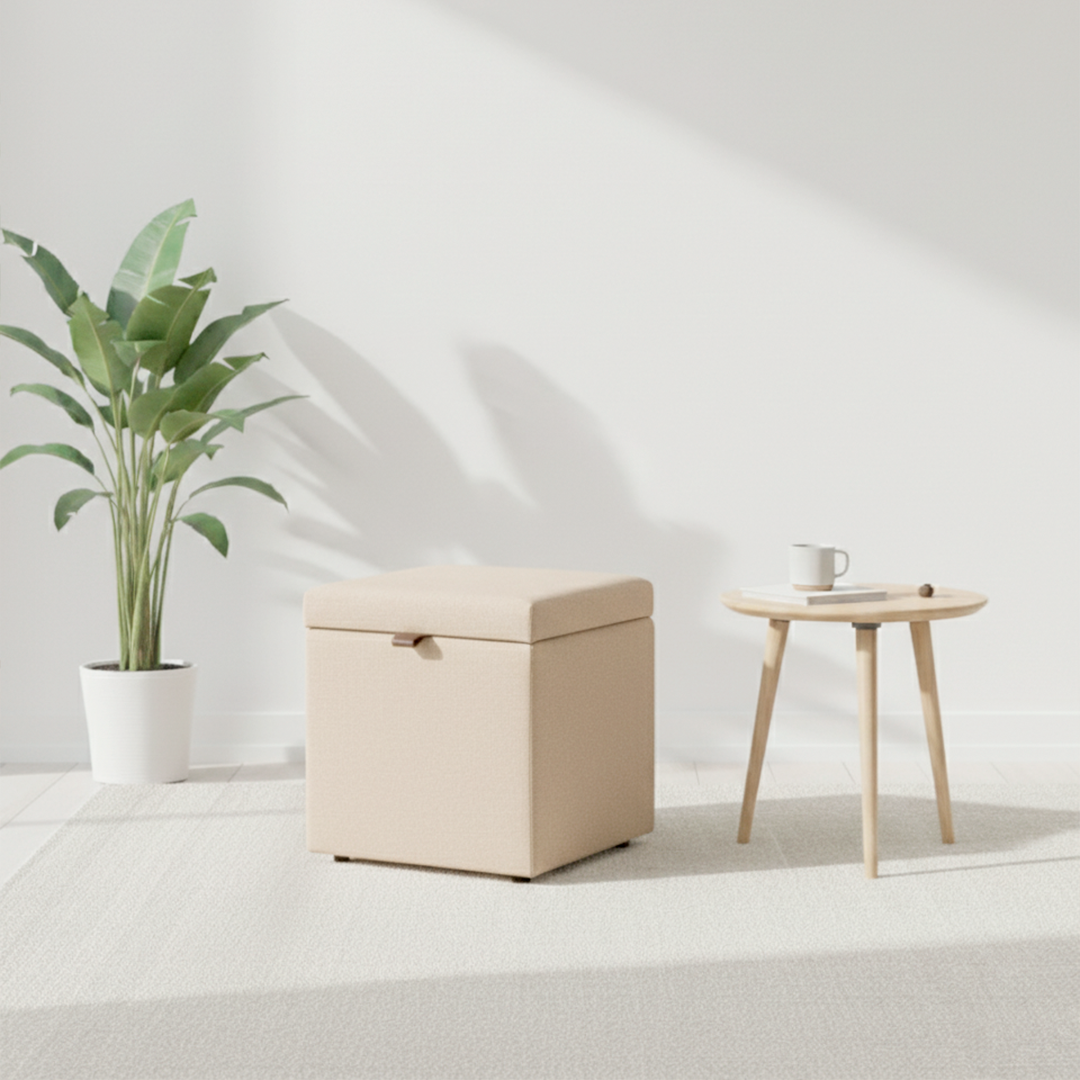 Puff Berlim Moderno com Armazenamento - Palha