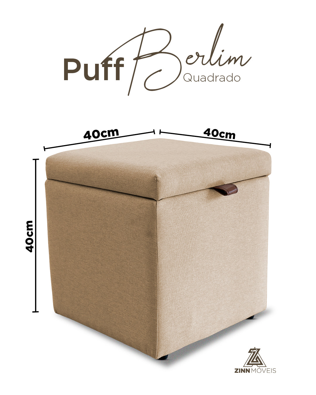Puff Berlim Moderno com Armazenamento - Palha