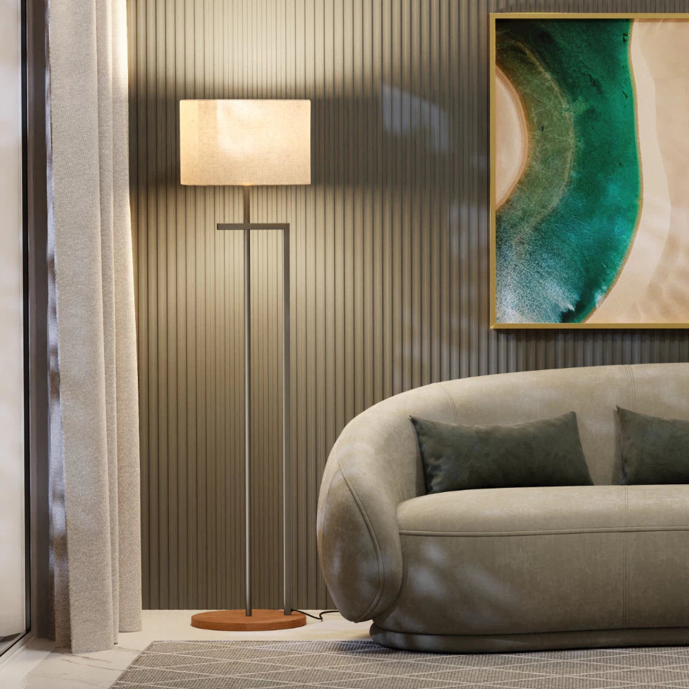 Luminária Indústrial de Chão Salone de Luxo - Bege / Champagne