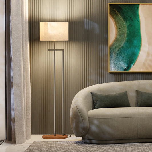 Luminária Indústrial de Chão Salone de Luxo - Bege / Champagne