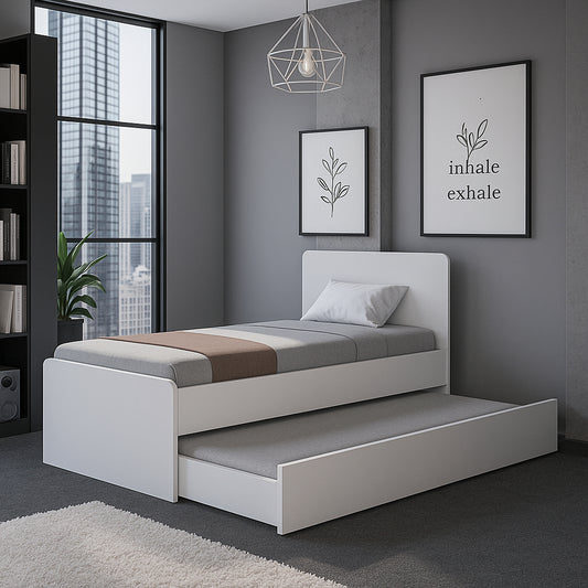 Bicama Solteiro Infantil Cama Auxiliar Branco Bibox 100% Mdf