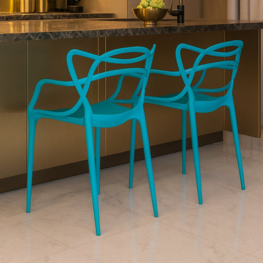 Kit 2 Cadeiras Allegra Original - Polipropileno - Azul Turqueza