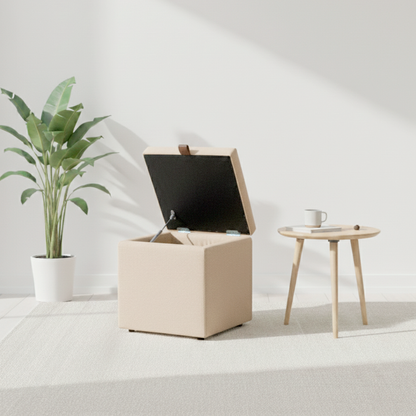 Puff Berlim Moderno com Armazenamento - Palha