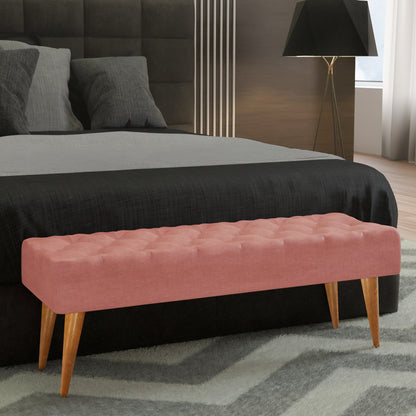 Puff Recamier Capitone Decorativo Casal 132 Cm Para Quarto Em Eucalipto